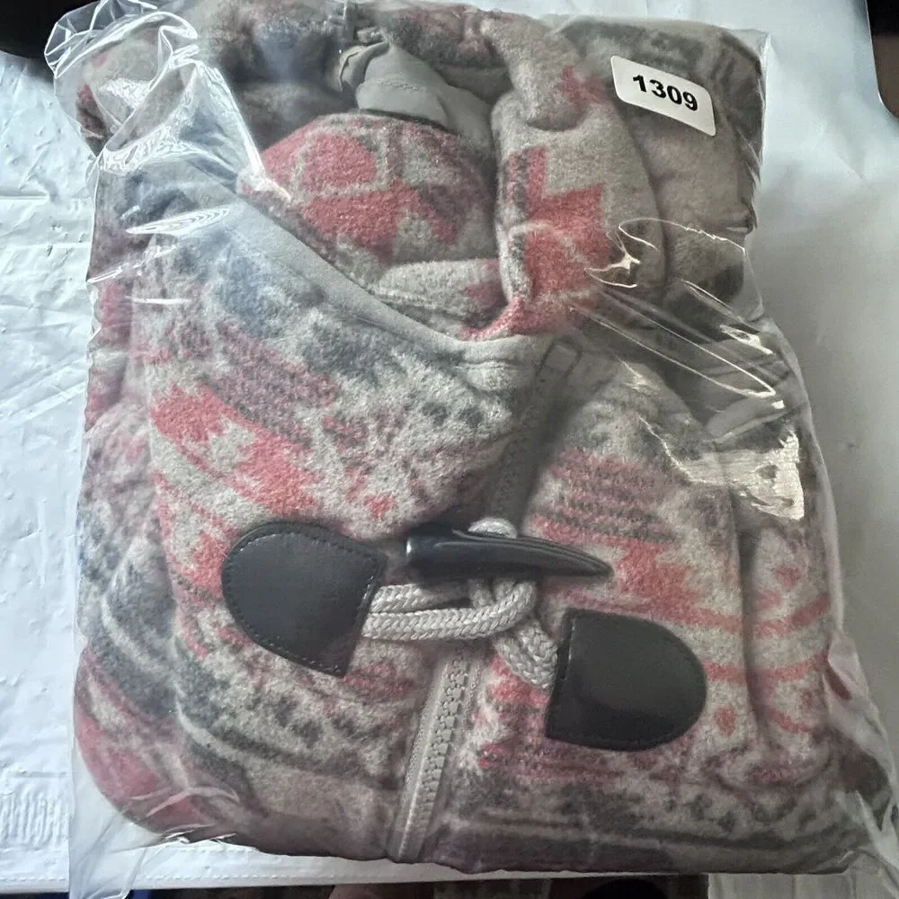 Ruff Hewn Women's Size M Warm Thick Gray+Pink Southwestern Print Puffer Vest - Picture 16 of 16